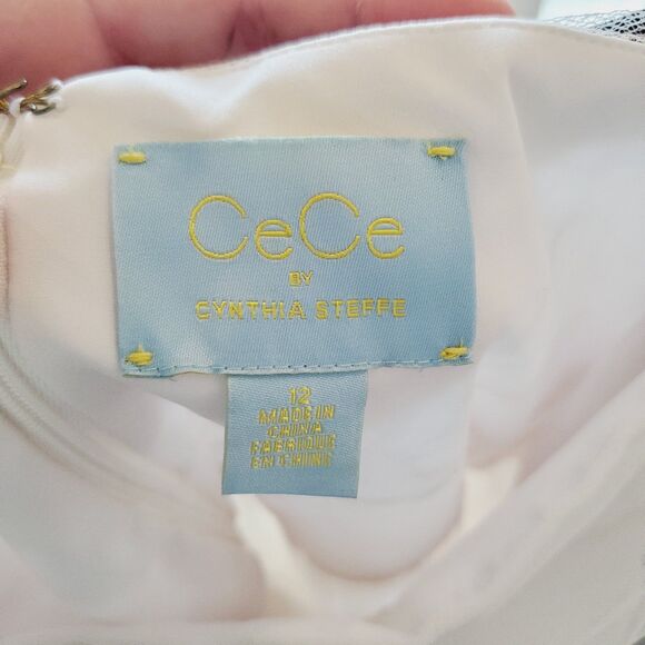 CeCe by Cynthia Steffe Tulle Fit & Flare Dress 154713 Women's Ivory BRIDAL SZ12 - Picture 7 of 12